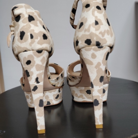 Zara Basic Platform Animal Print Canvas Sandal 40 - Picture 4 of 6